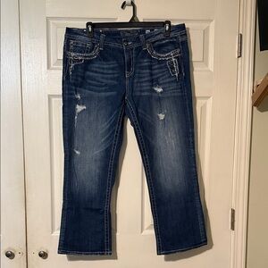 Miss Me Indigo Boot Cut Jeans with Distressed Details